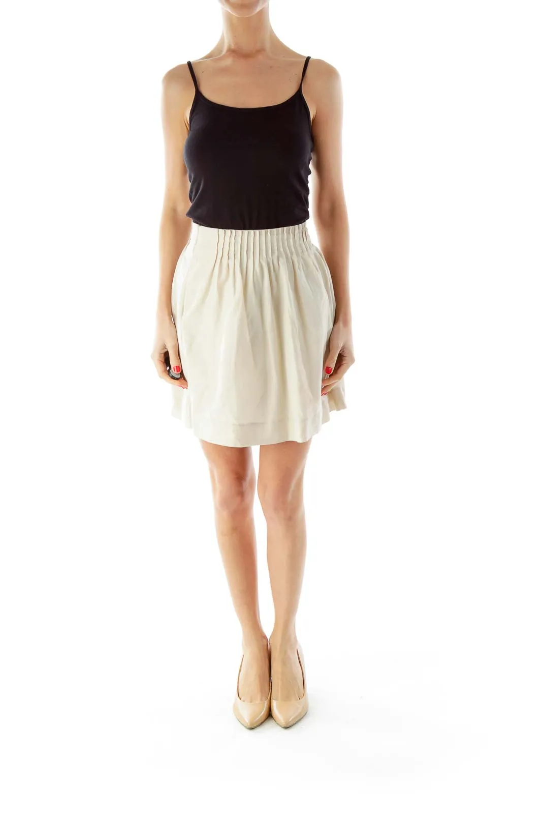 Beige Scrunched Skirt