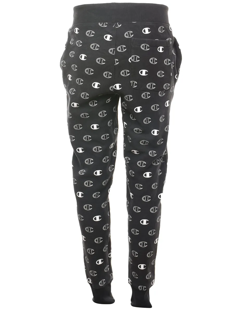 Black & White Reverse Weave Champion Jogging Bottoms - W24 L30