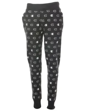 Black & White Reverse Weave Champion Jogging Bottoms - W24 L30