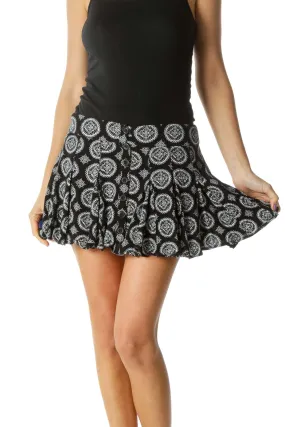 Black and White Patterned Mini Skirt