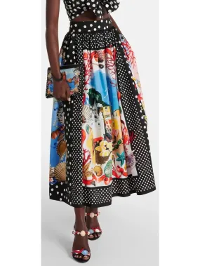 Capri Printed Cotton Midi Skirt in Multicolor