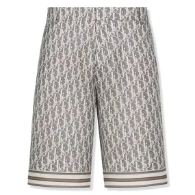 Dior Oblique Bermuda Grey Silk Twill Shorts