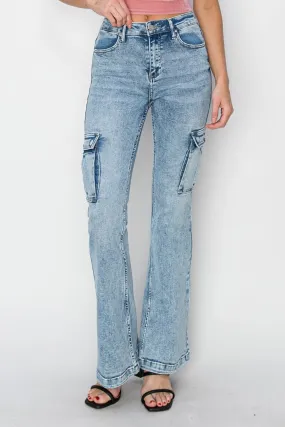 High Rise Cargo Flare Jeans