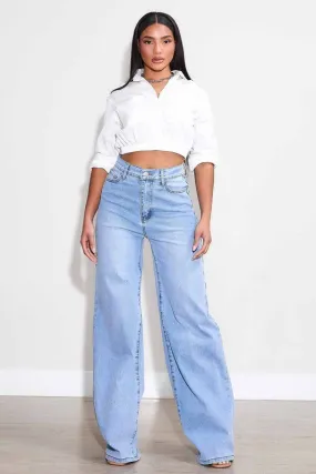 High Rise Essential Wide Leg Jeans