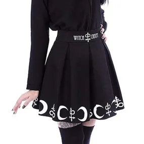 Hot Goth Gothic Punk skirts womens Witchcraft Moon Magic Spell Symbols Black Marking