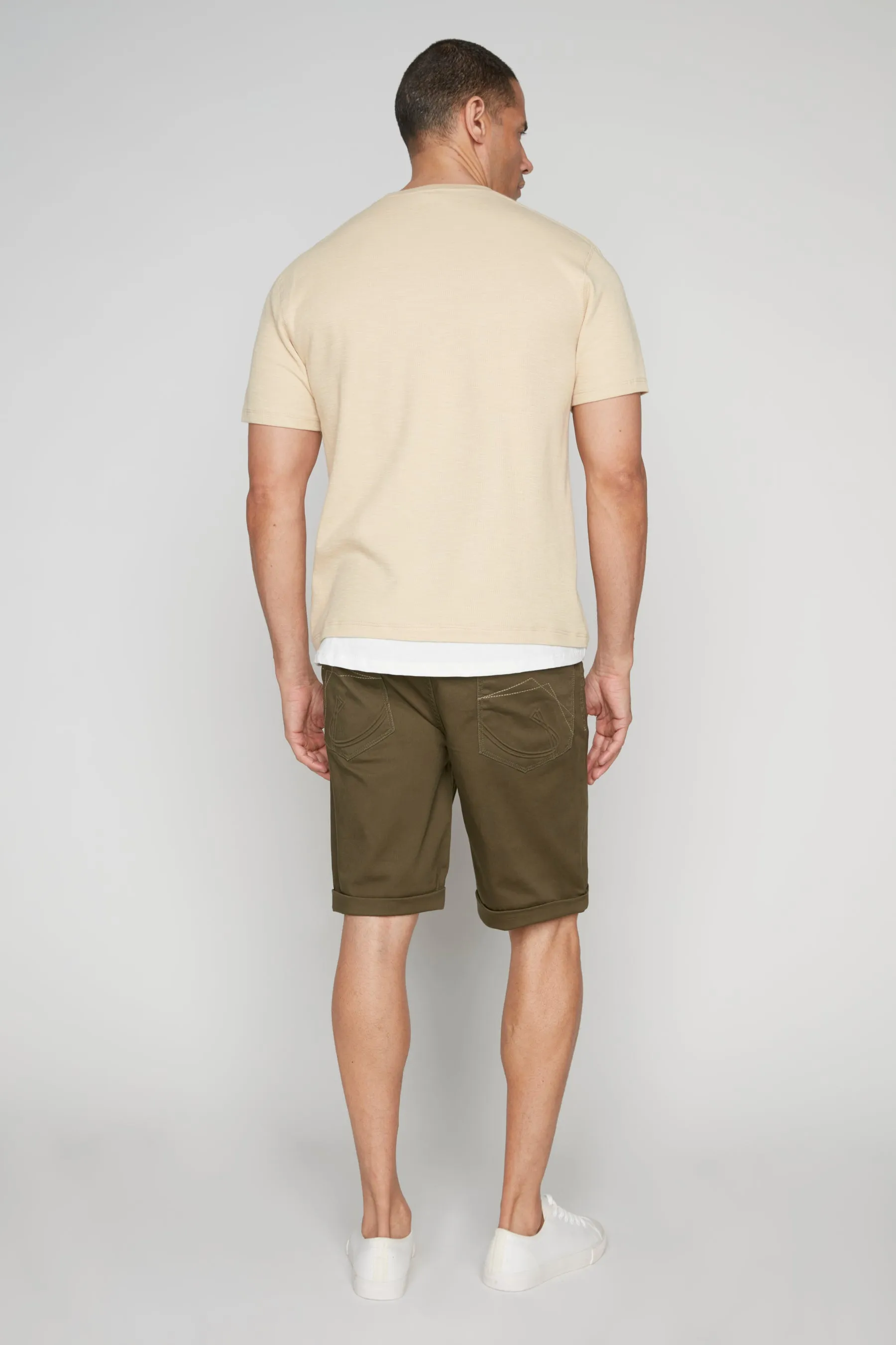 Men's Rolled-Up Denim Shorts - Olive