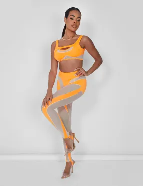 Mesh Insert Leggings Orange