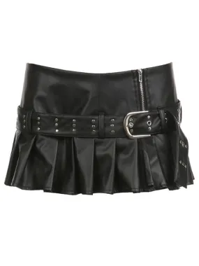 Punk charm rivet belt mini skirt