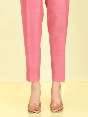 Raw Silk Trousers - Pink