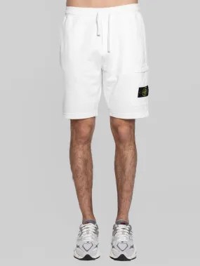 Shorts Cargo in Felpa con Coulisse Bianco