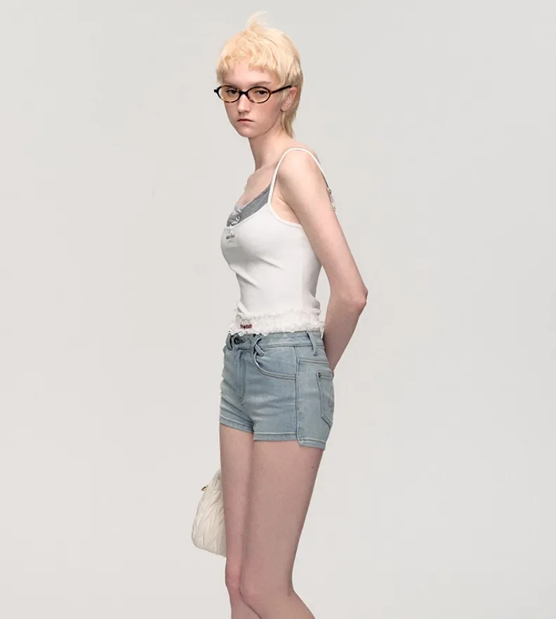 Slim High Waist Denim Shorts