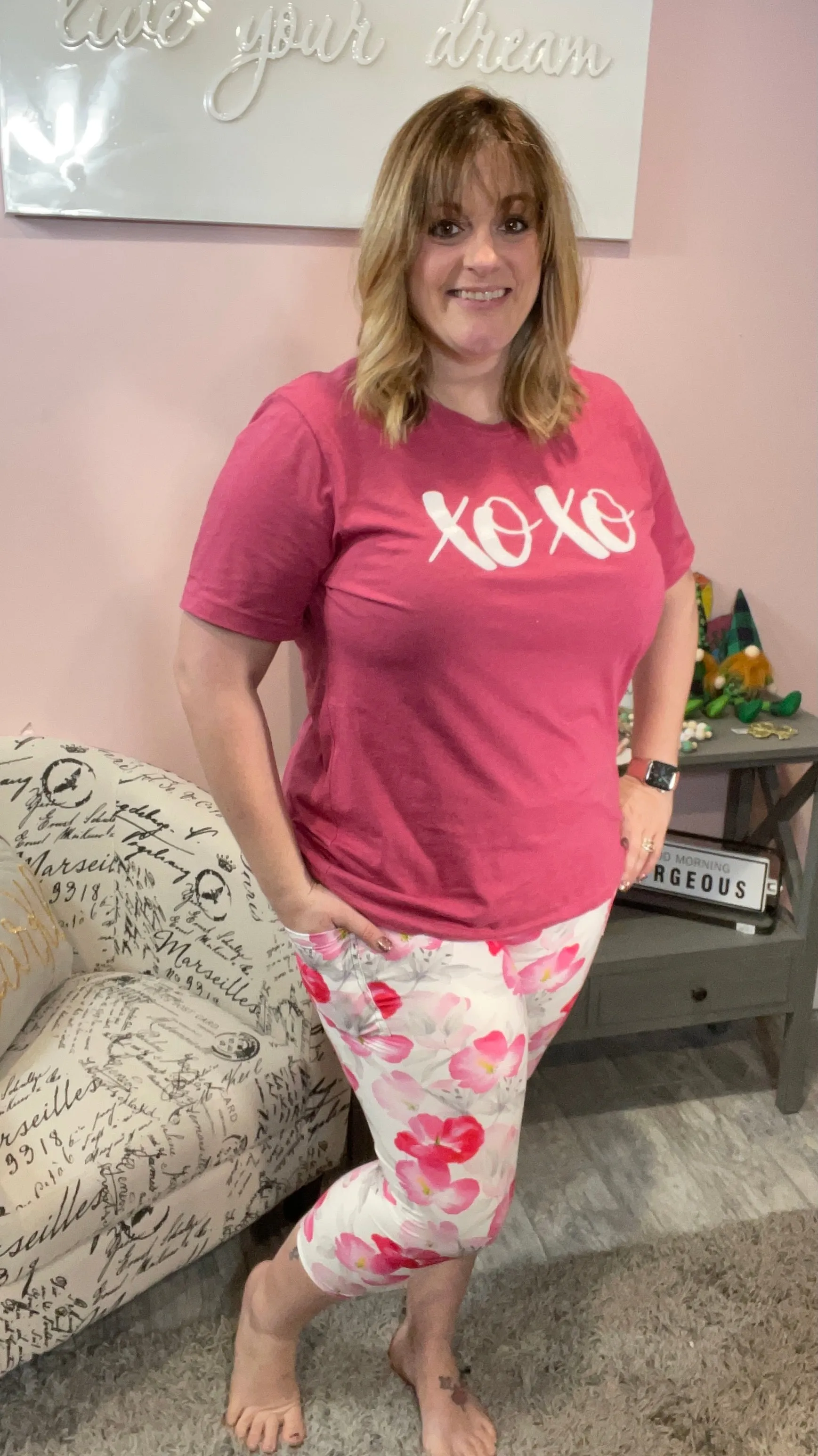 Southern Floral Capri Leggings with Pockets